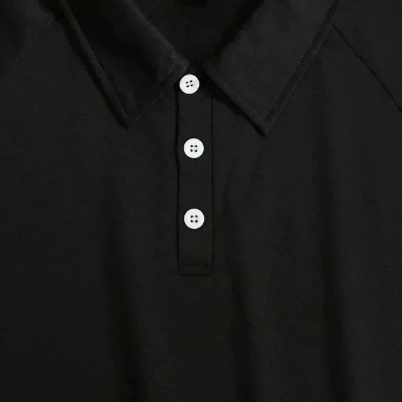 Black Casual Men Striped Trim Polo Shirt & Shorts - Picture 4 of 4